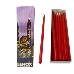 Vintage Lenox Tiny Tapers hand dipped standlite base red candles set of 12
